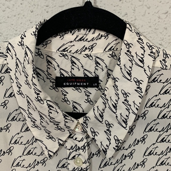 Equipment Kate Moss All Over Autograph Print Long Sleeve Blouse size Large - Picture 10 of 16